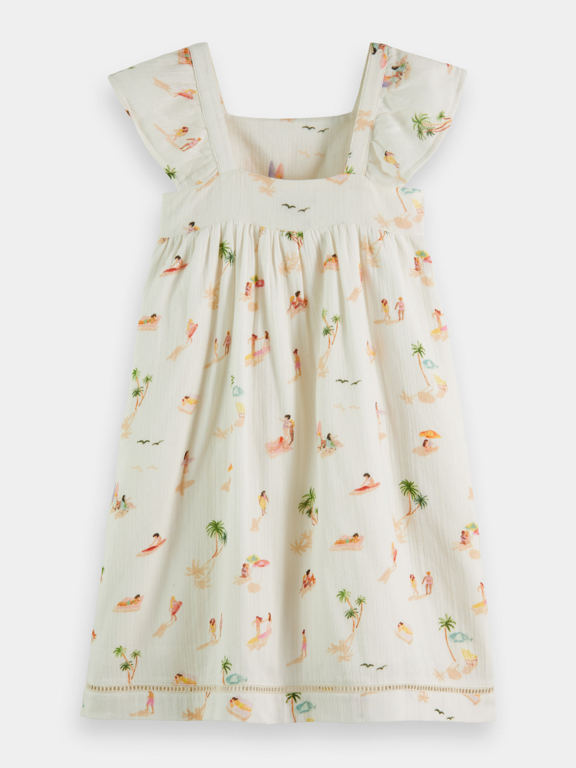Kids - Capped sleeve printed crinkle cotton dress - Scotch & Soda AU