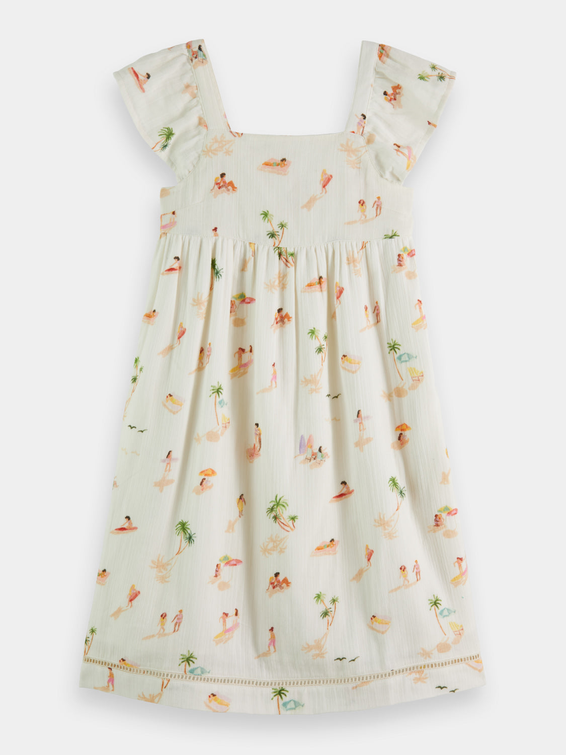 Kids - Capped sleeve printed crinkle cotton dress - Scotch & Soda AU