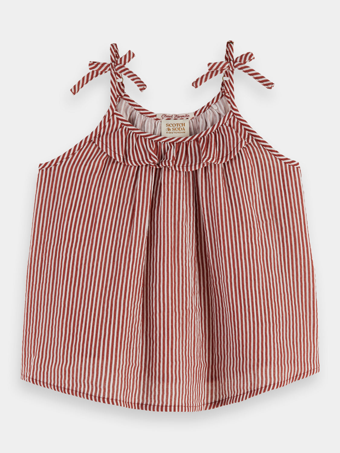 Kids - Tie detail crinkle cotton tank top - Scotch & Soda AU