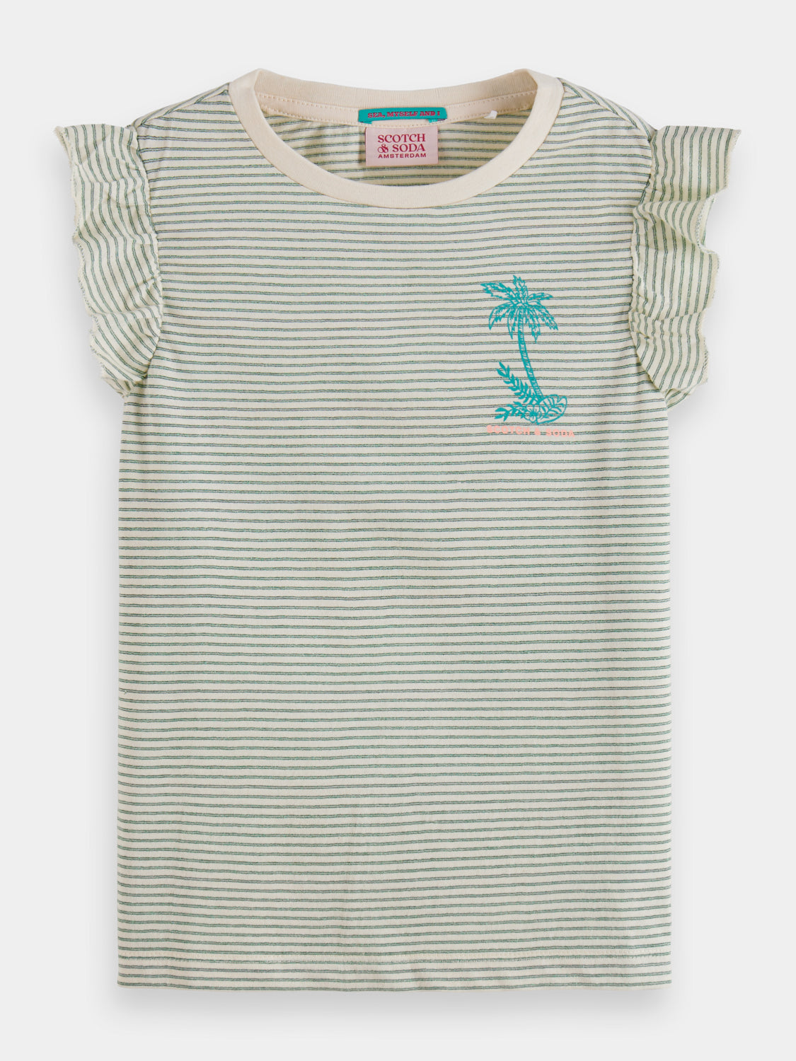 Kids - Ruffle detail lurex stripe t-shirt - Scotch & Soda AU