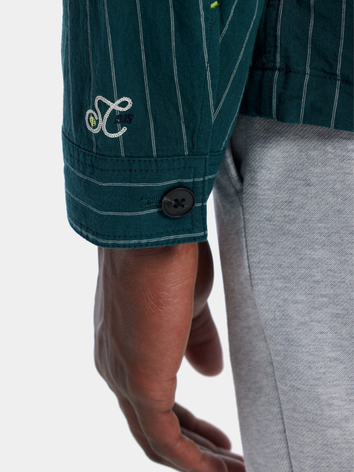 Pinstriped bomber jacket