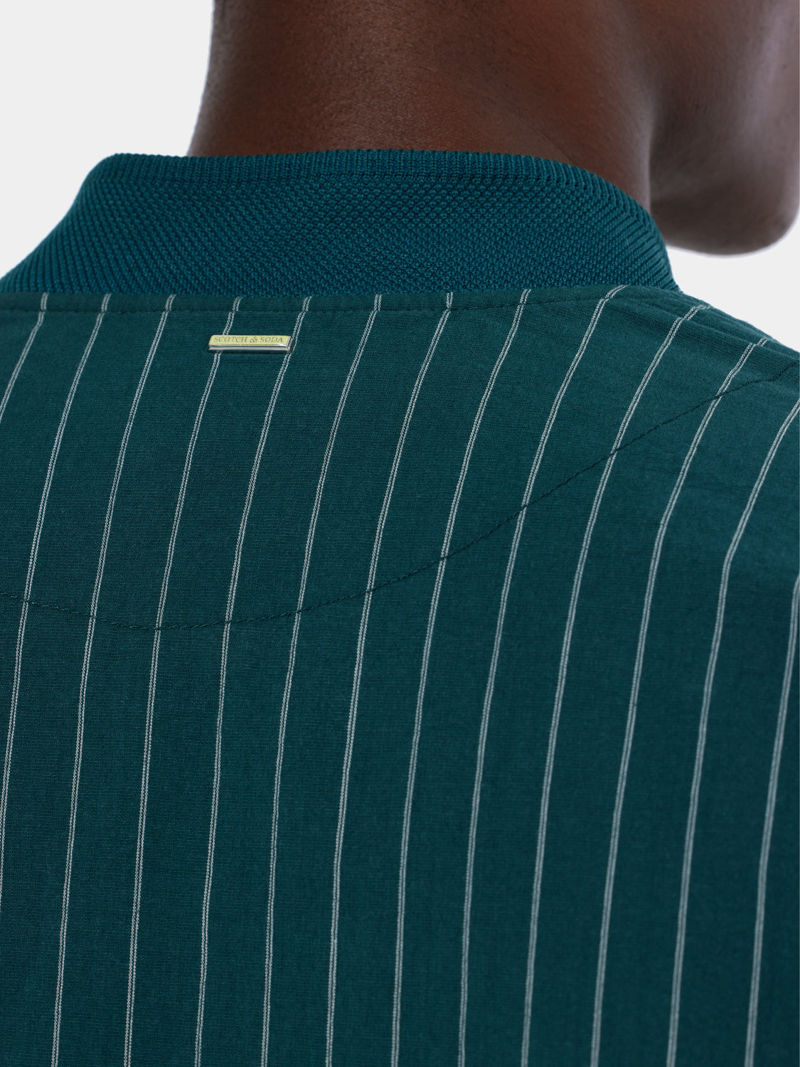 Pinstriped bomber jacket