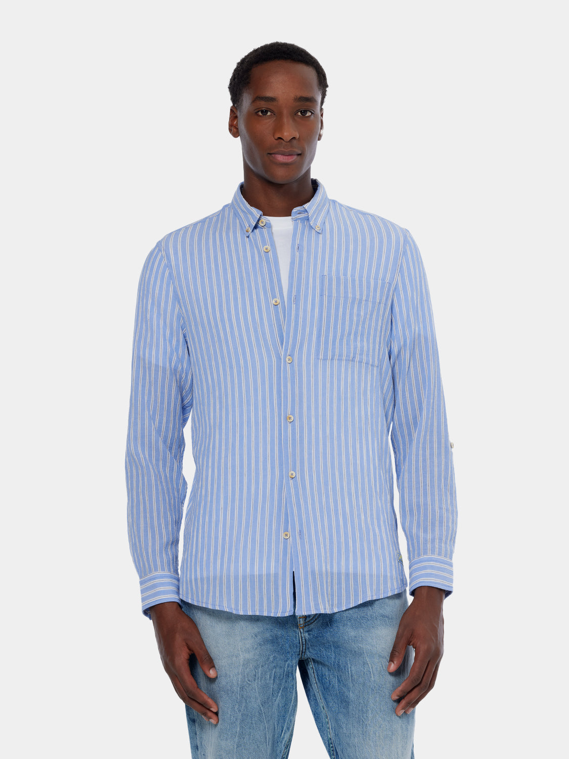 Crinkle striped shirt