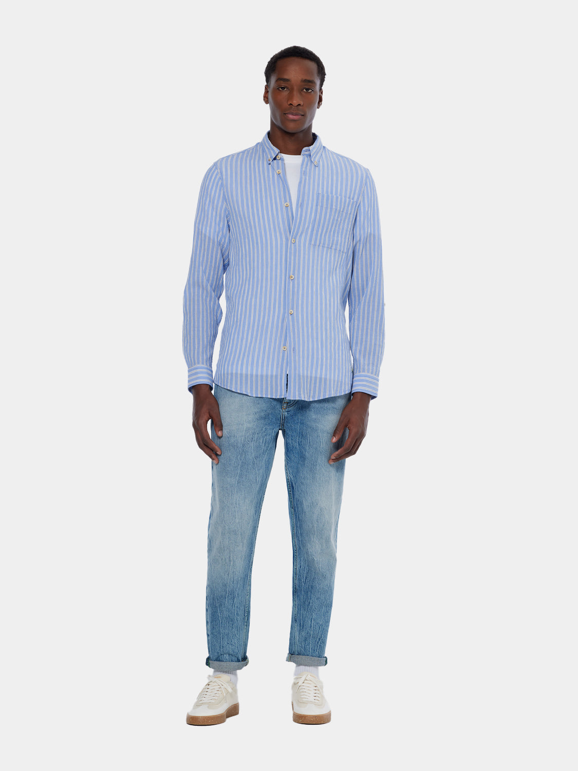 Crinkle striped shirt