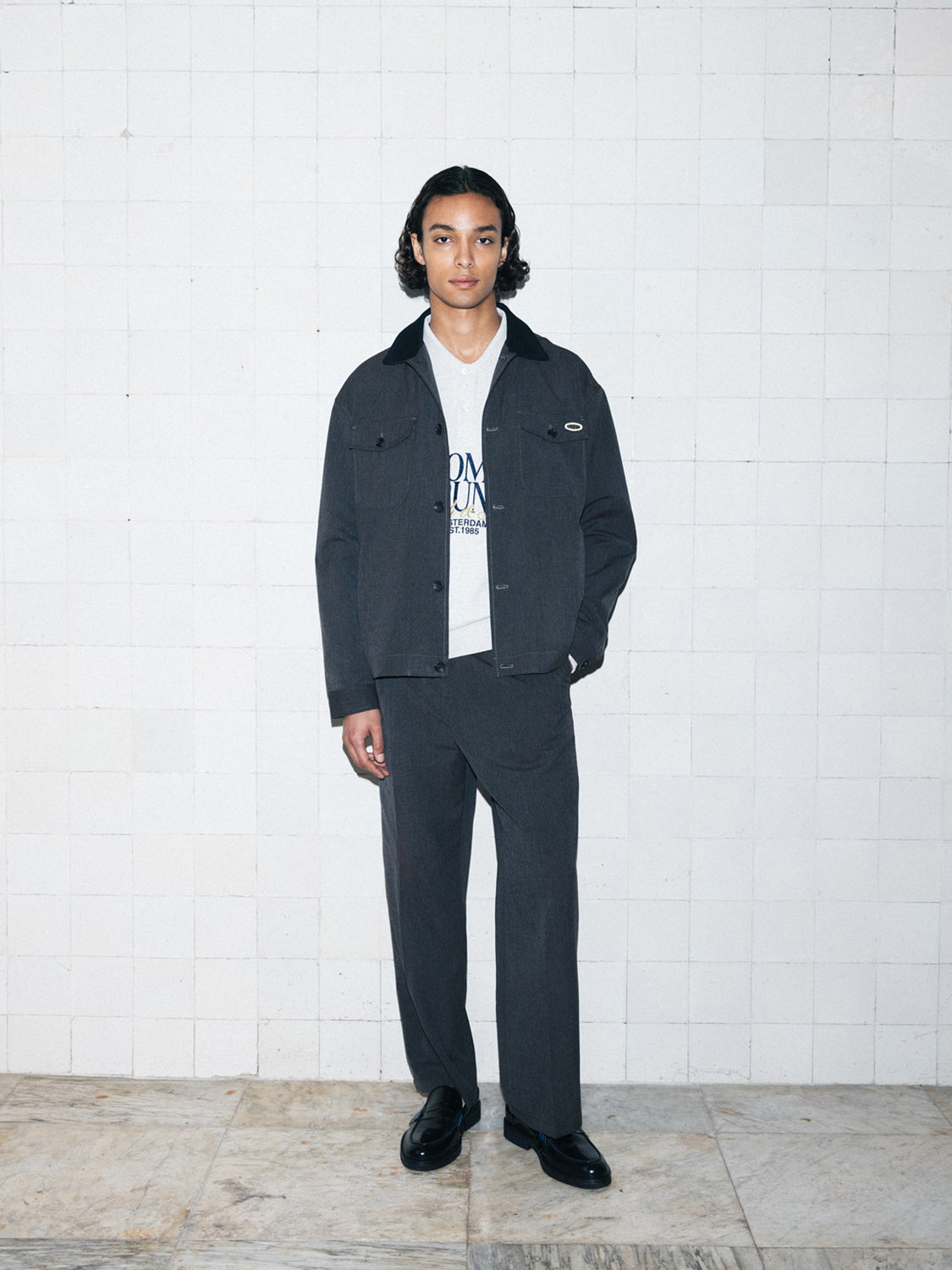Melange wide fit chinos