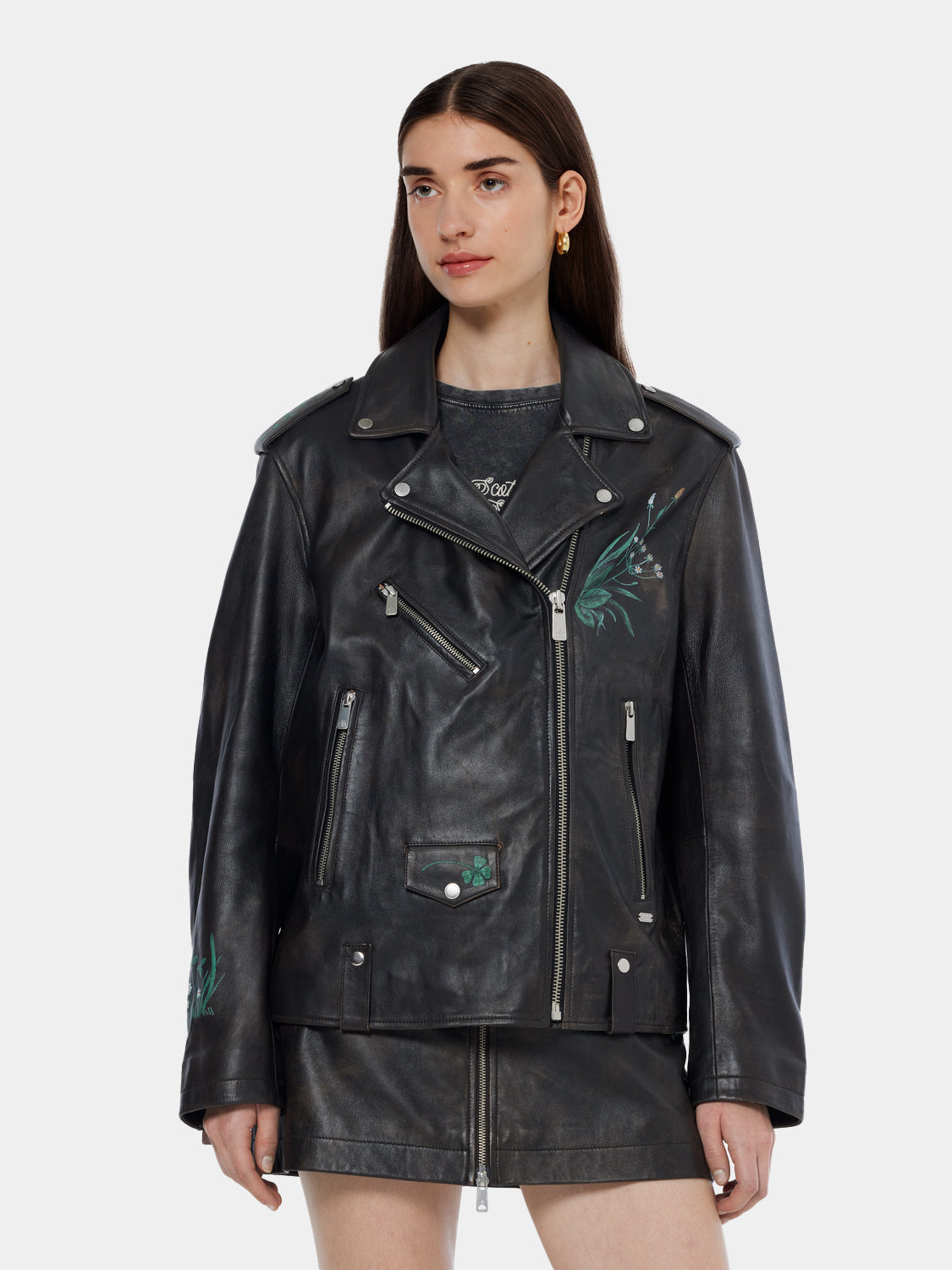 Oversized leather jacket - Scotch & Soda AU