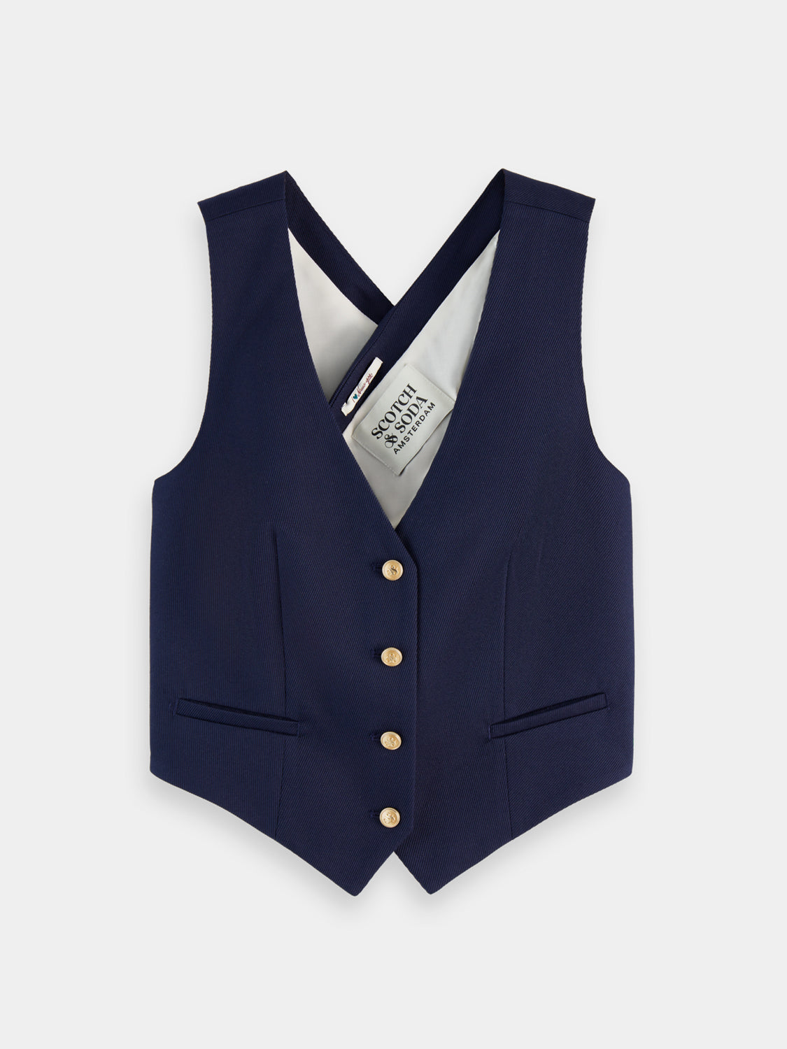 Cross back gabardine waistcoat - Scotch & Soda AU