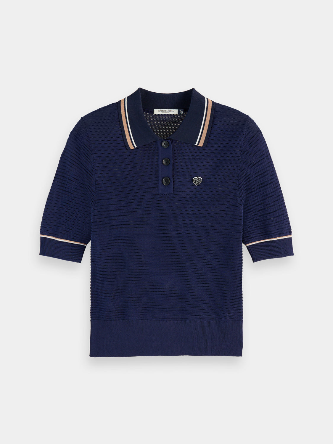 Pointelle collared knitted top - Scotch & Soda AU
