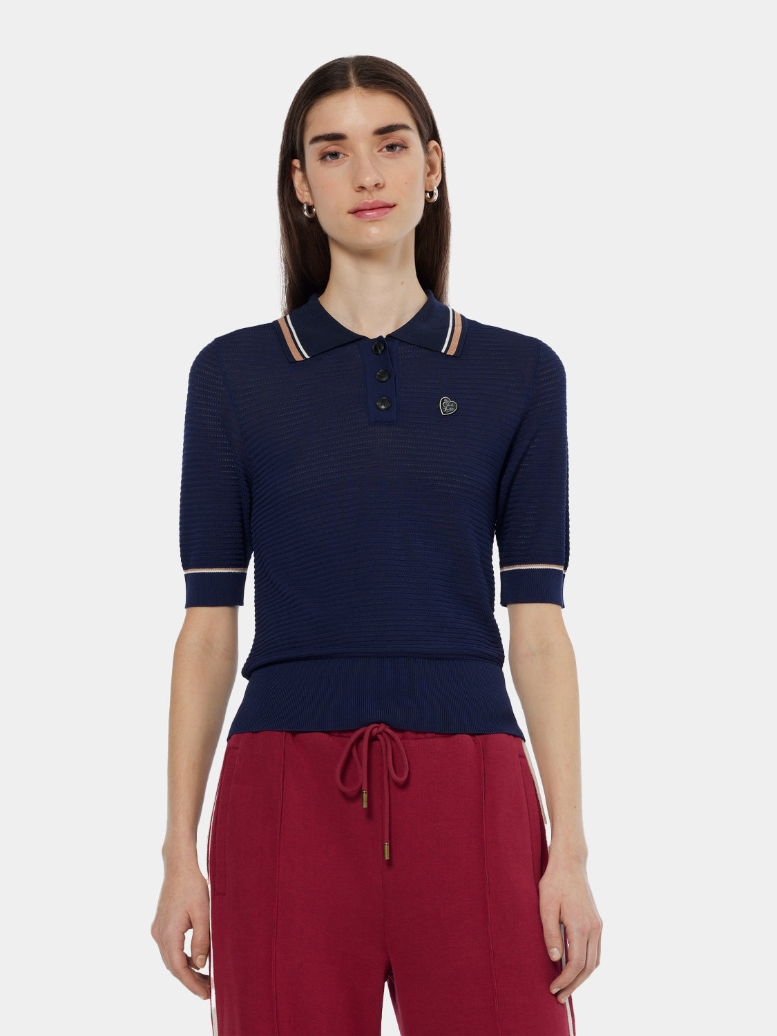 Pointelle collared knitted top - Scotch & Soda AU
