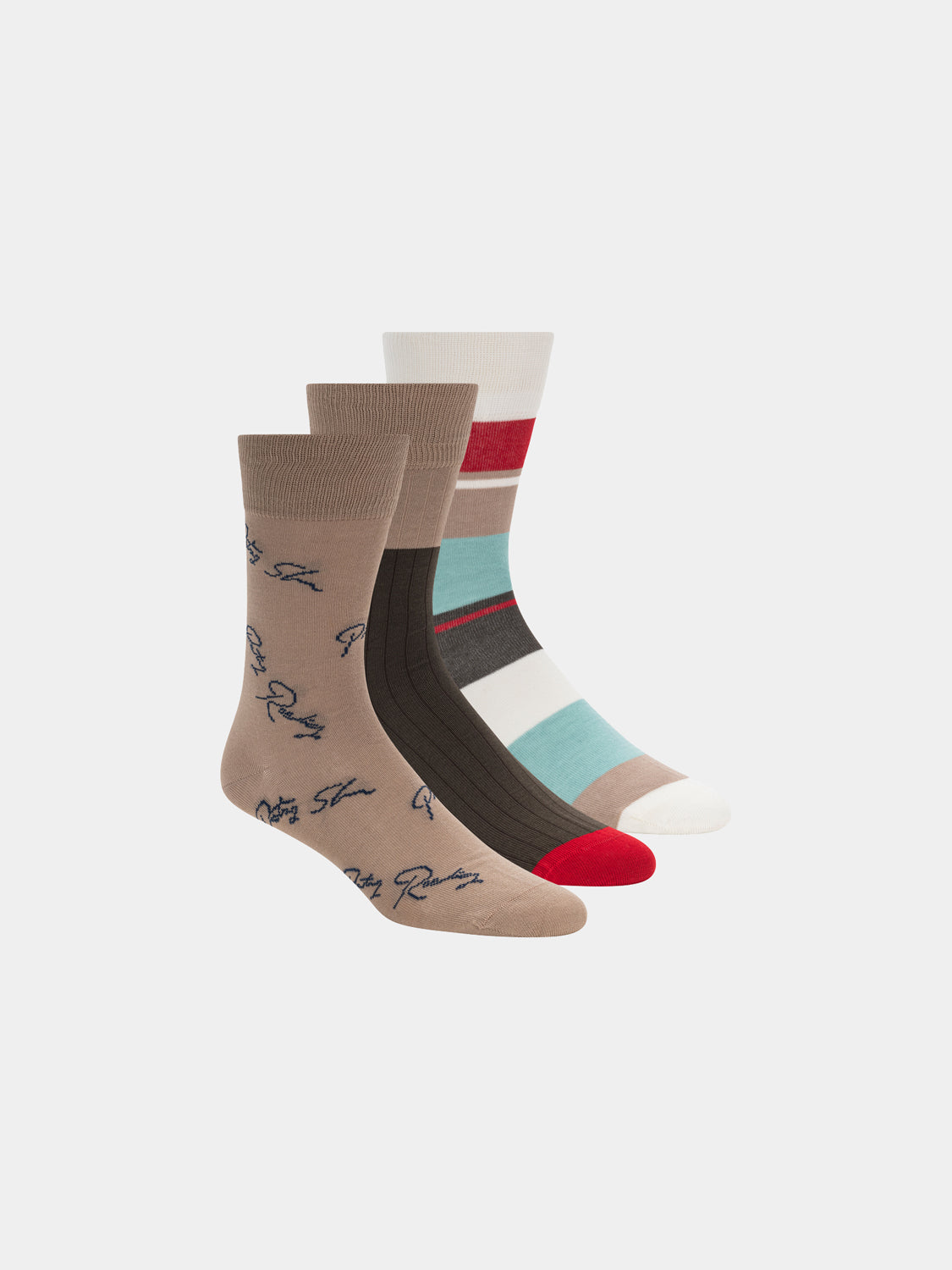 3-pack pattern crew socks
