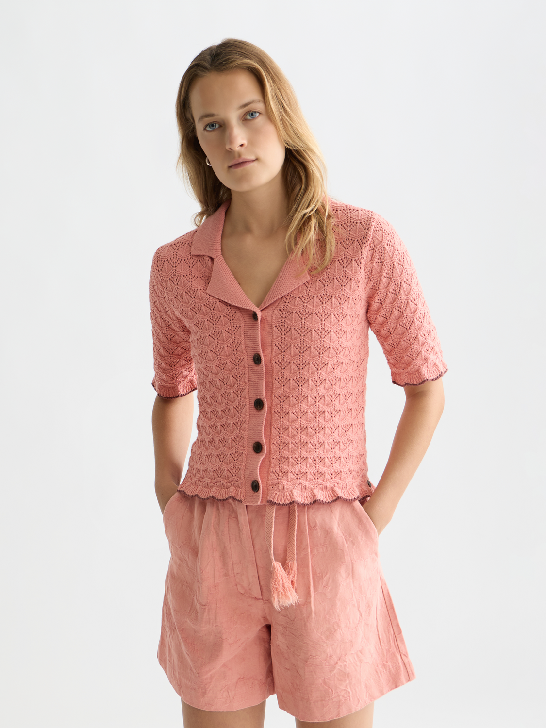 Pointelle short sleeved cardigan - Scotch & Soda AU