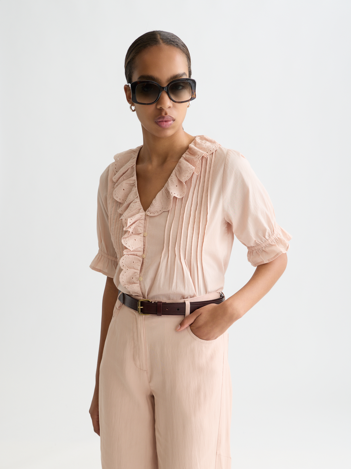 Embroidered short sleeved blouse - Scotch & Soda AU