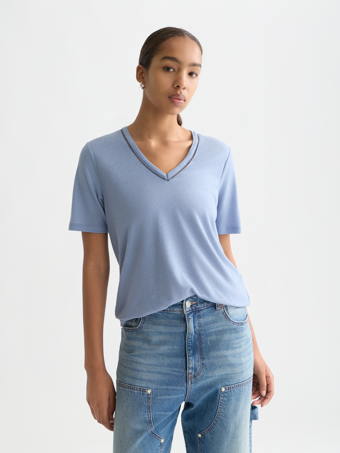 Linen v-neck t-shirt - Scotch & Soda AU