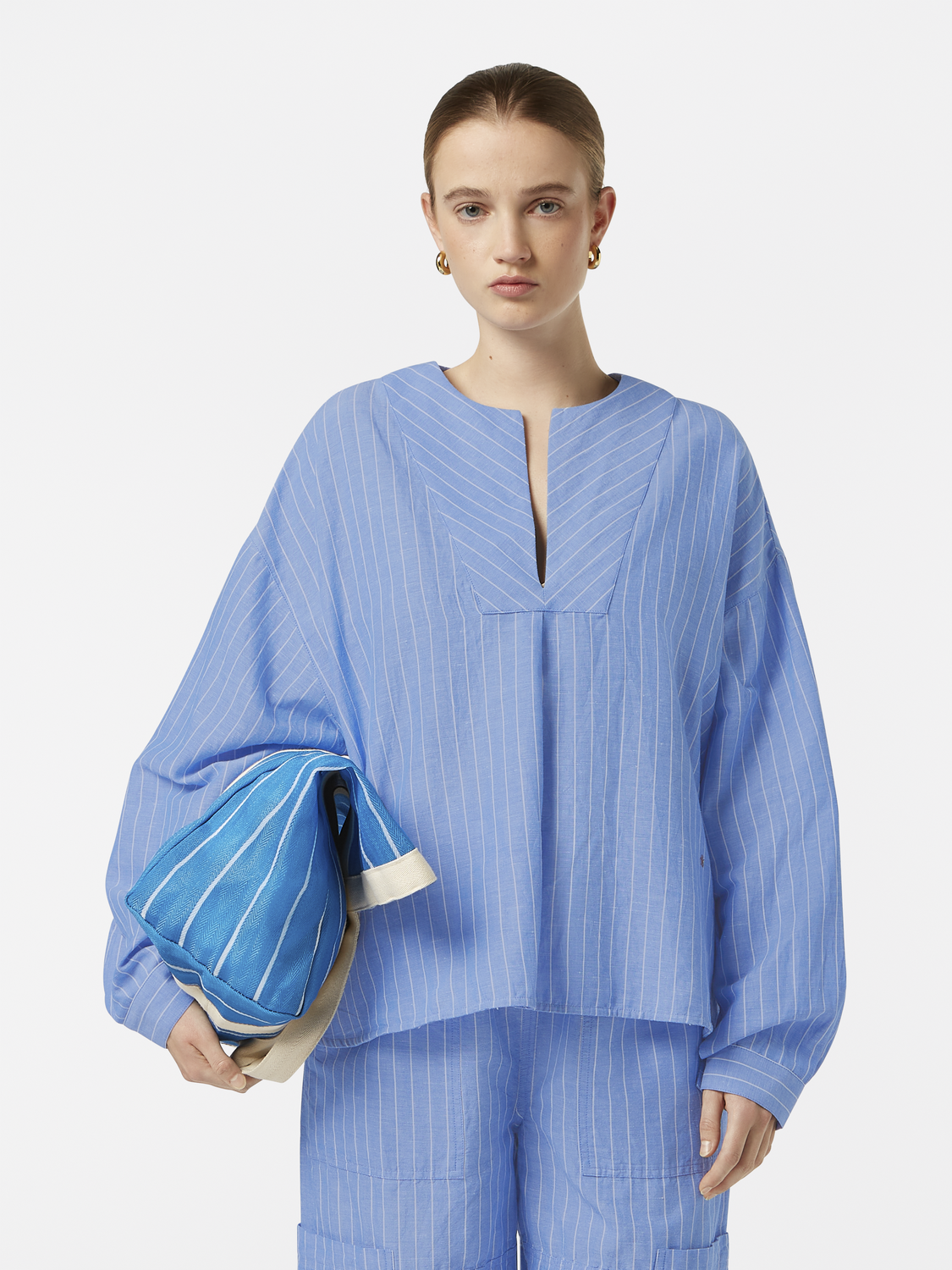 Striped cotton-linen blouse - Scotch & Soda AU