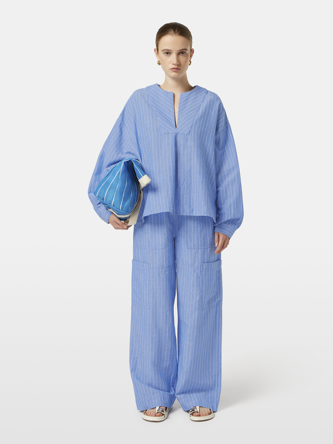 Striped cotton-linen blouse - Scotch & Soda AU