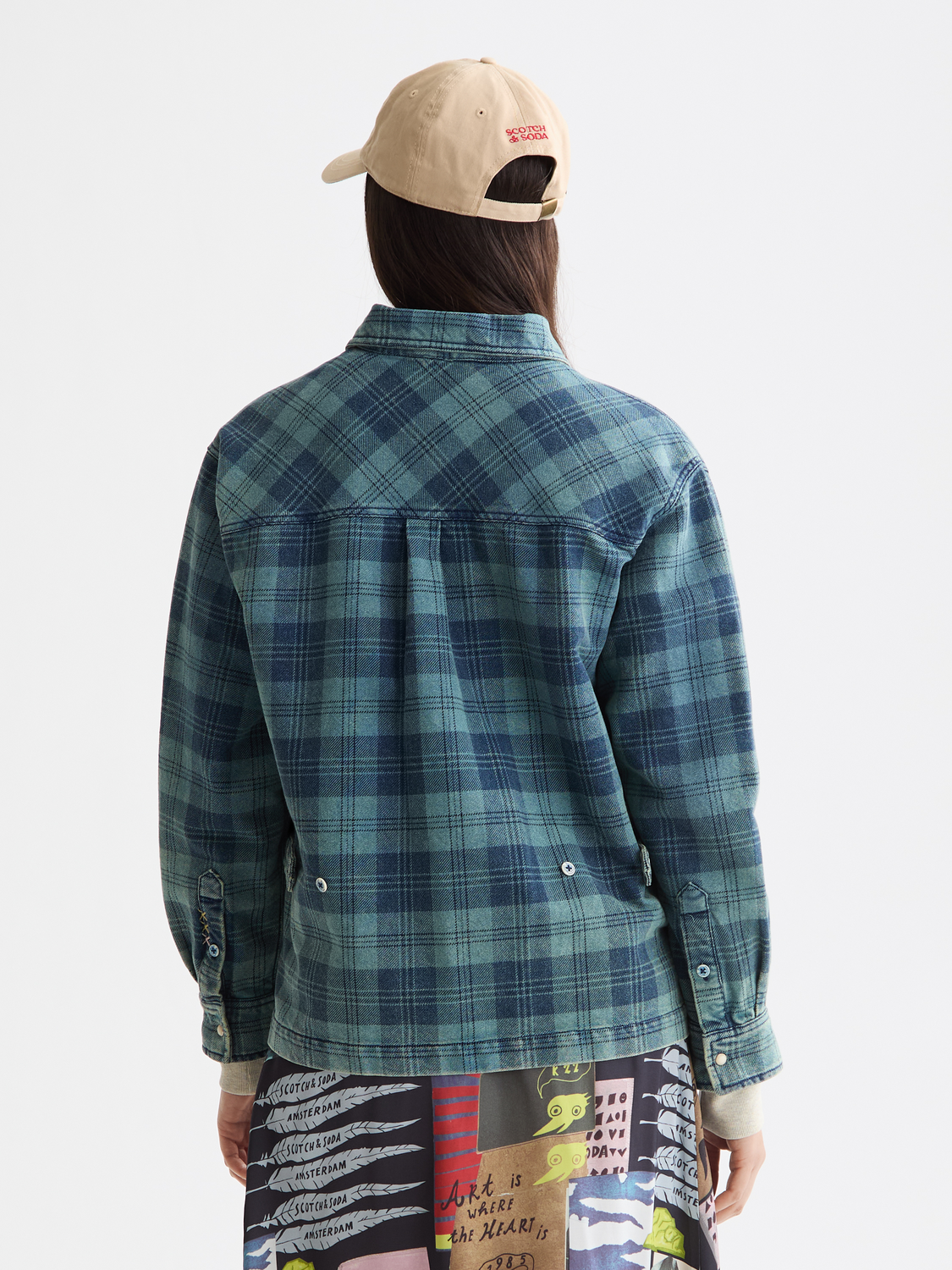 Washed denim checked overshirt - Scotch & Soda AU