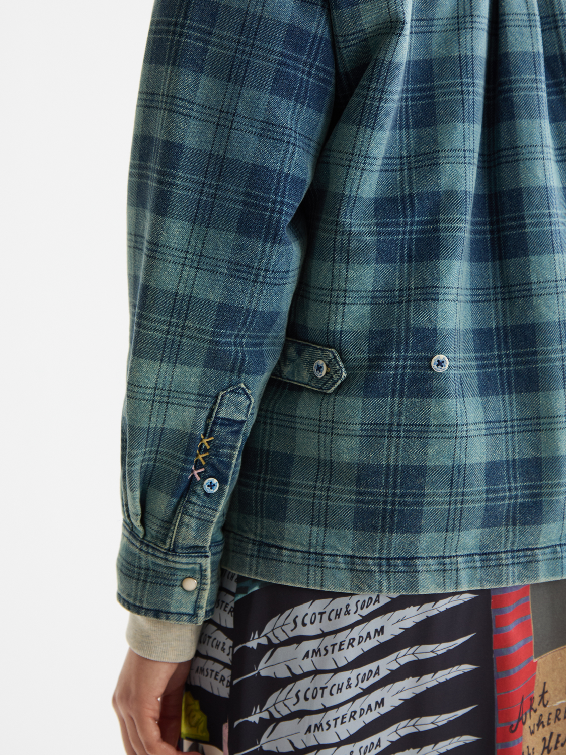 Washed denim checked overshirt - Scotch & Soda AU