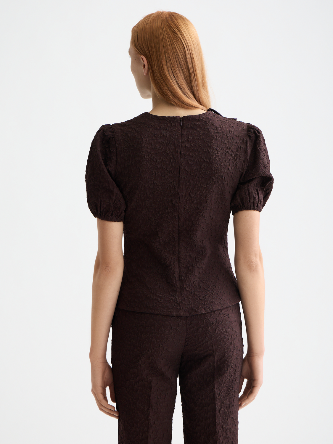 Puff sleeve textured top - Scotch & Soda AU