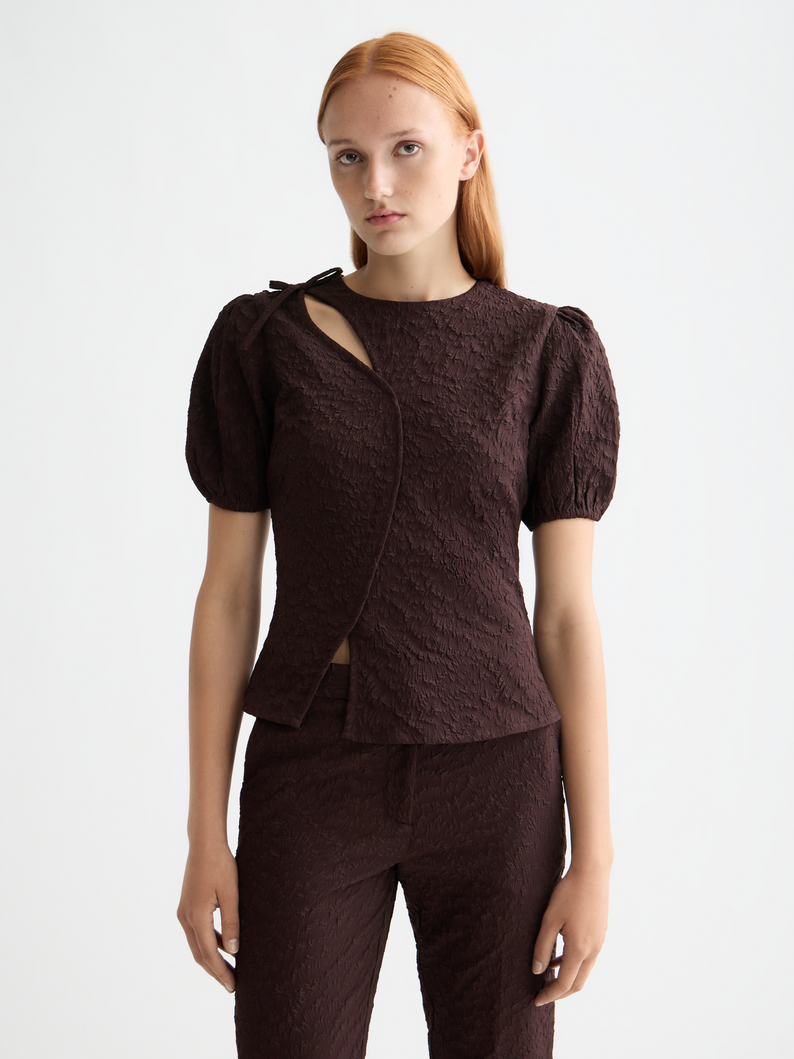 Puff sleeve textured top - Scotch & Soda AU