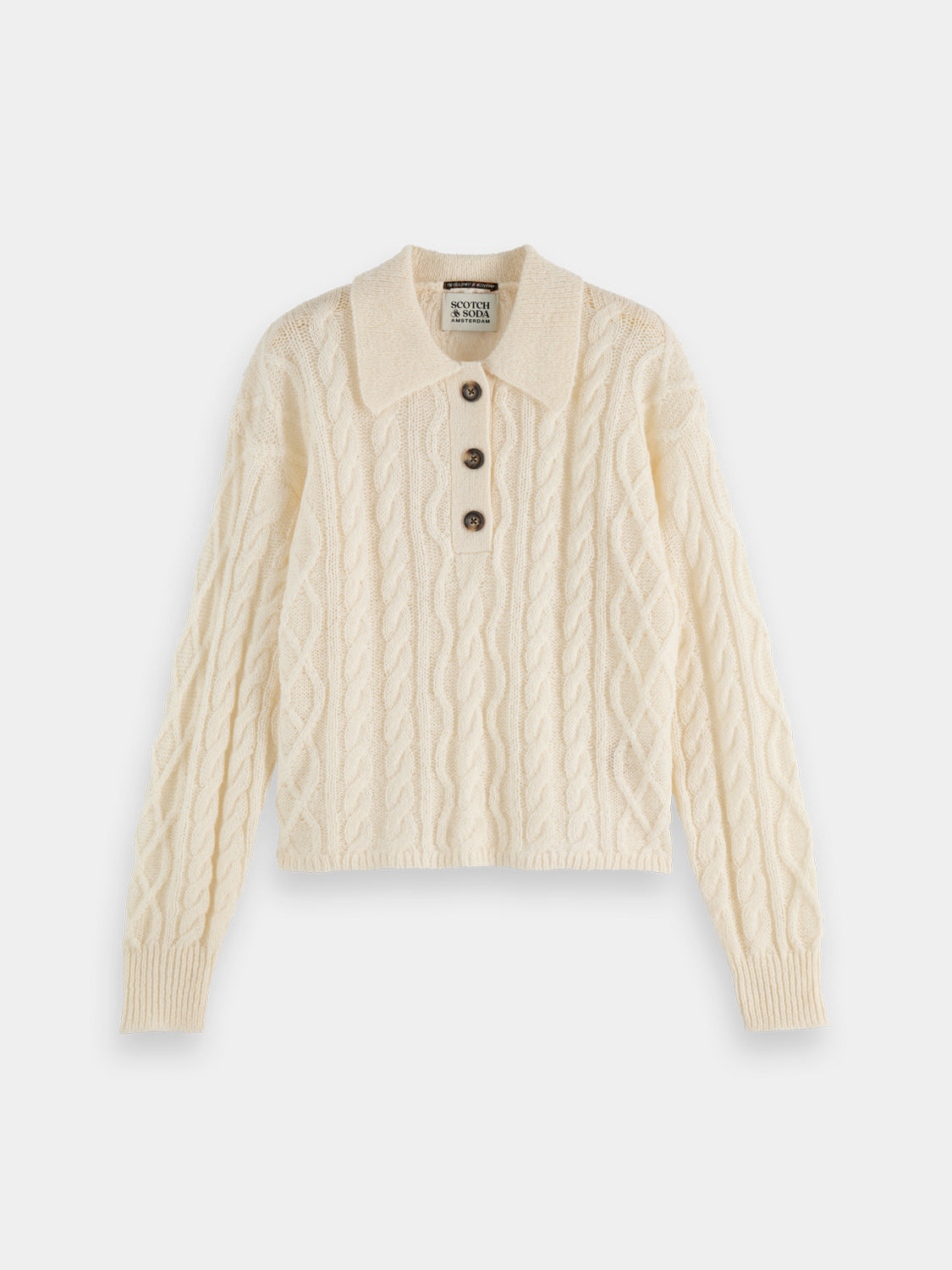 Cable stitch polo pullover - Scotch & Soda AU