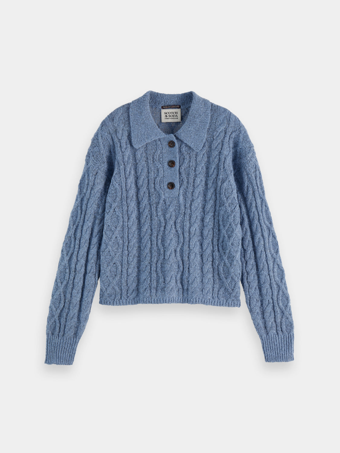 Cable stitch polo pullover - Scotch & Soda AU