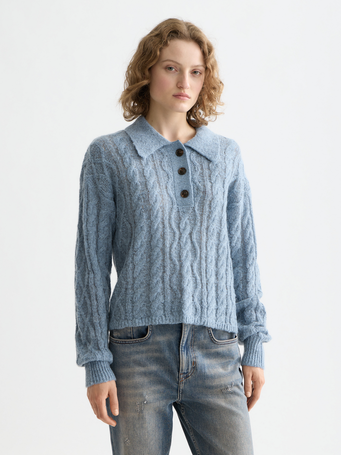 Cable stitch polo pullover - Scotch & Soda AU