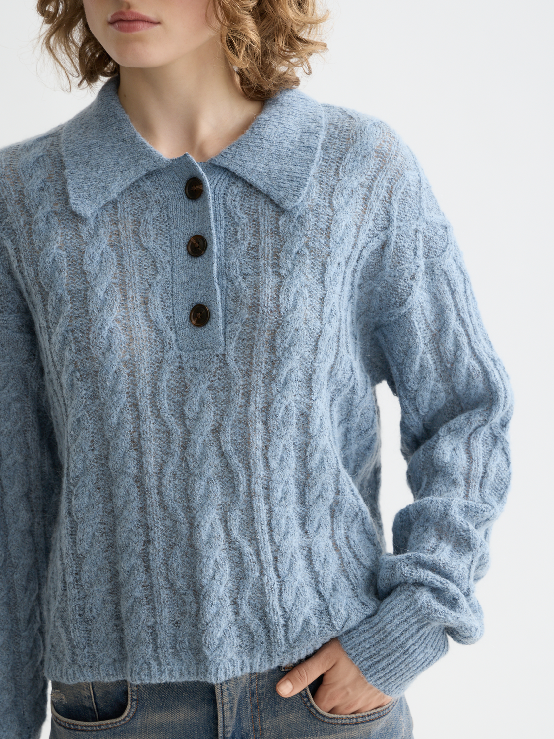 Cable stitch polo pullover - Scotch & Soda AU