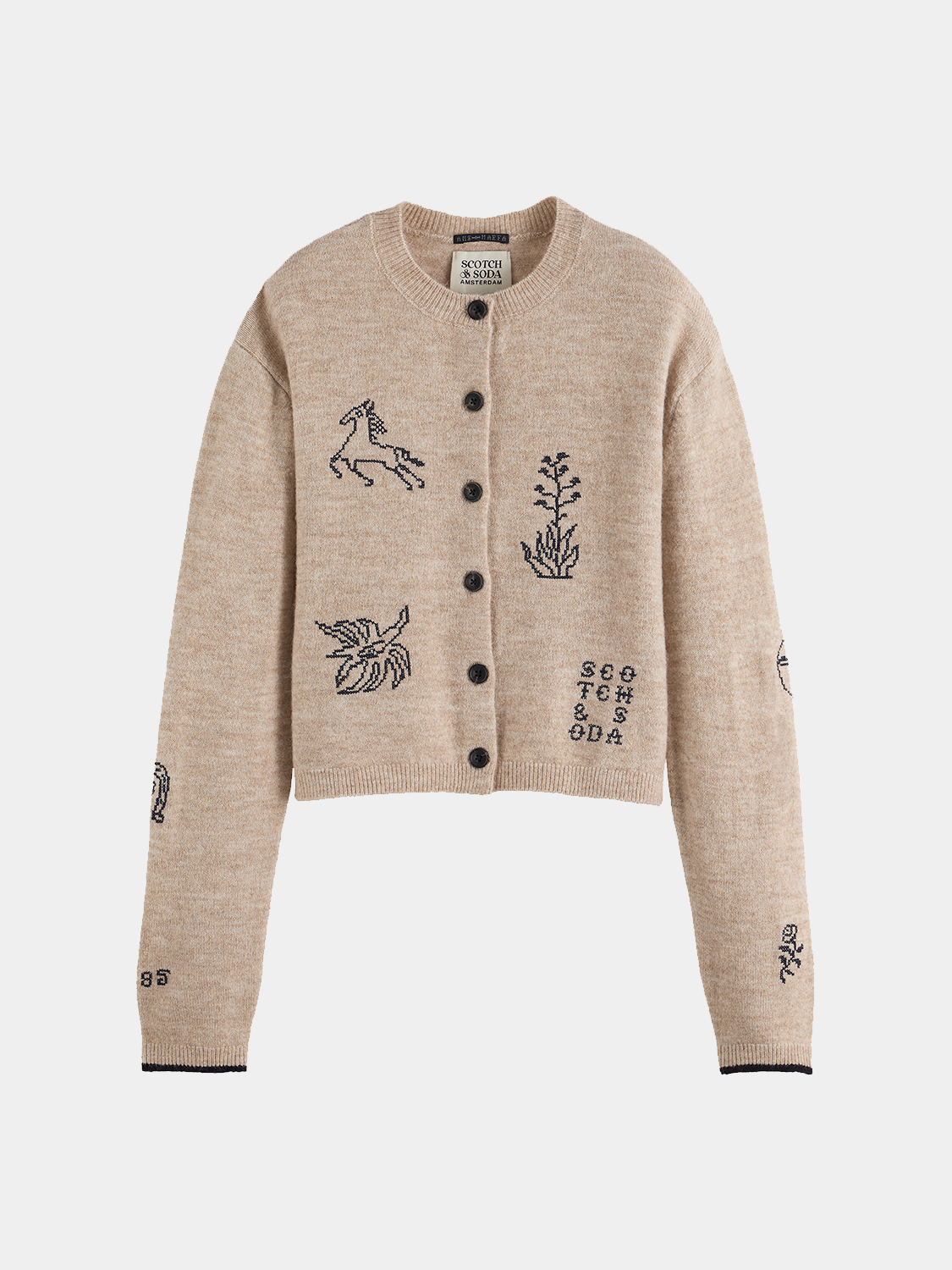Embroidered crew neck cardigan - Scotch & Soda AU