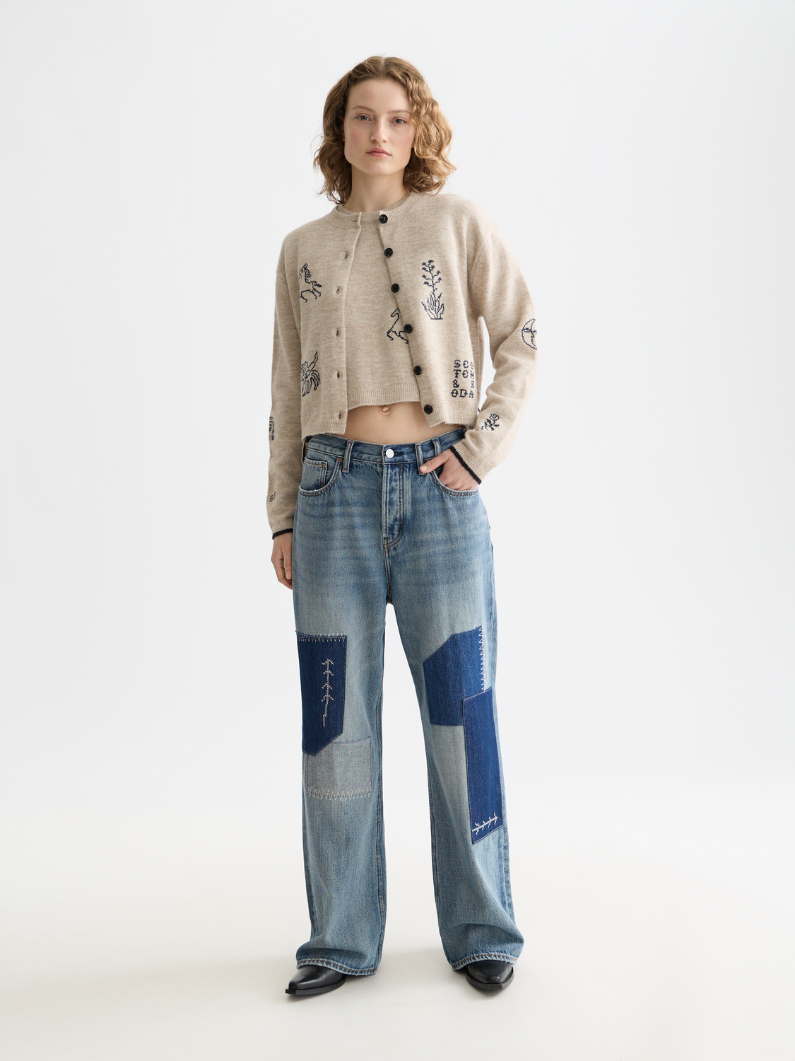 Embroidered crew neck cardigan - Scotch & Soda AU