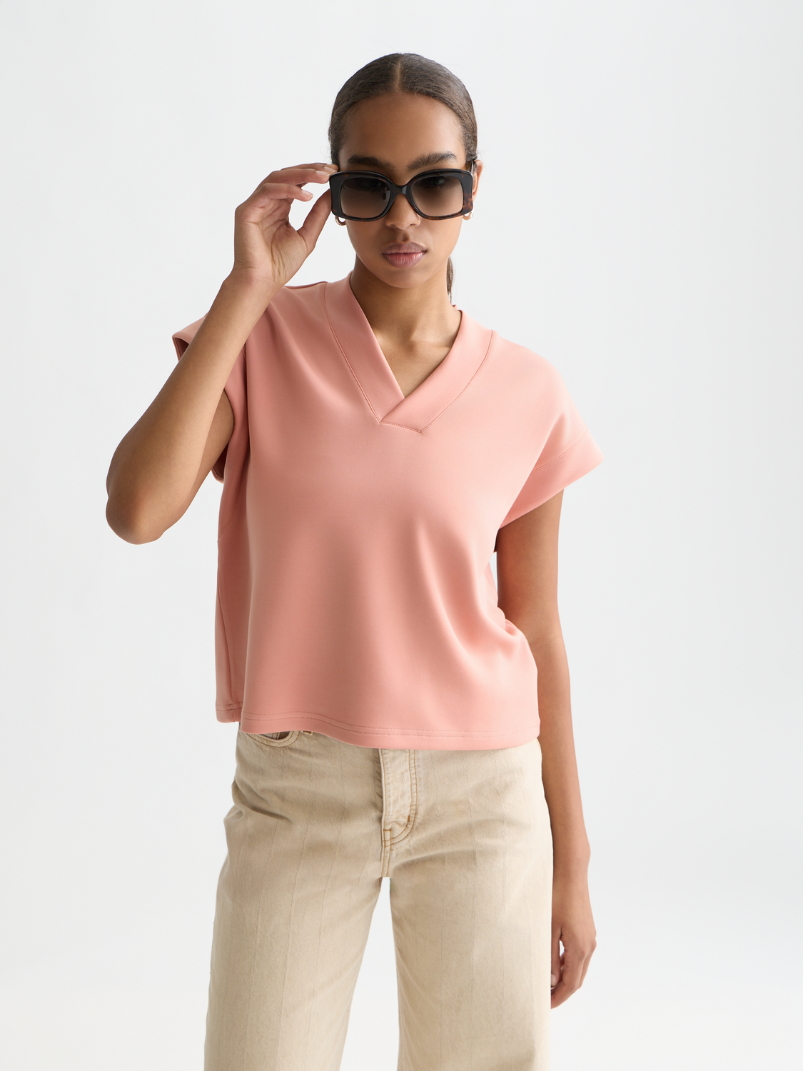 V-neck short sleeved sweatshirt - Scotch & Soda AU