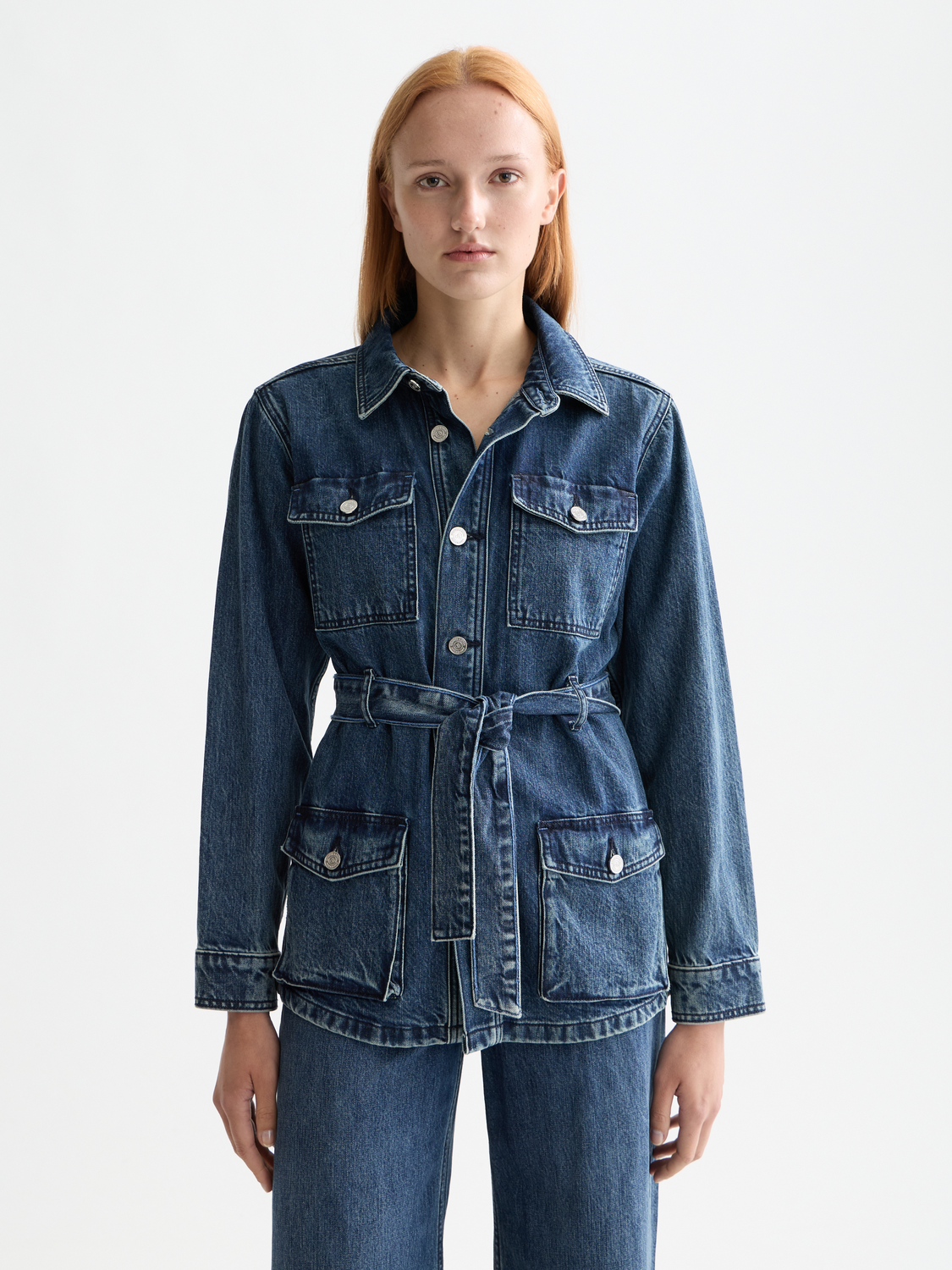 Belted denim jacket