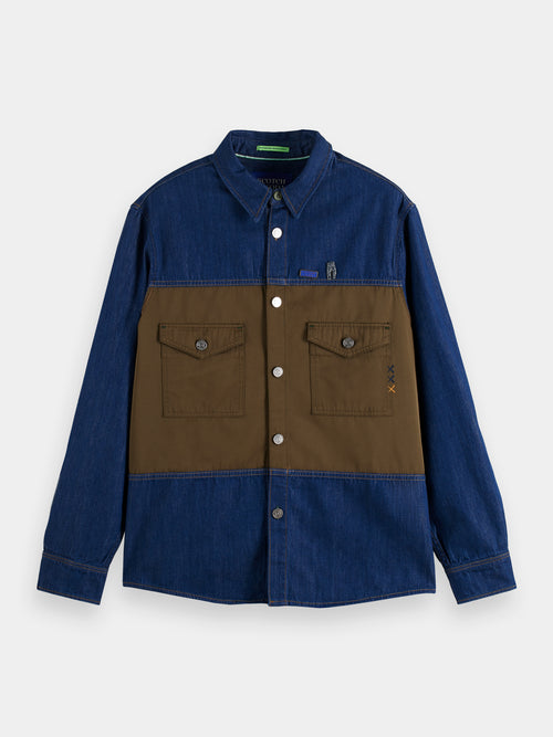 Denim overshirt with contrast panelling - Scotch & Soda AU