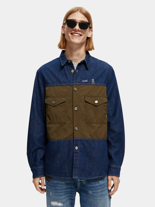 Denim overshirt with contrast panelling - Scotch & Soda AU