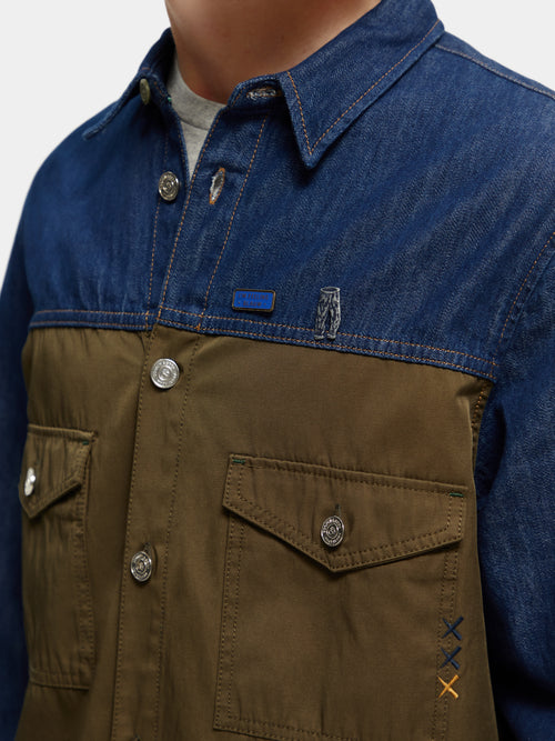 Denim overshirt with contrast panelling - Scotch & Soda AU