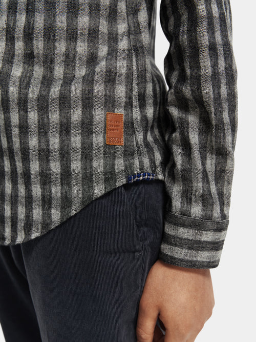 Slim-fit checked linen-blended shirt - Scotch & Soda AU
