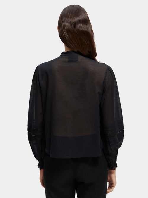 Long-sleeved organic cotton broderie shirt - Scotch & Soda AU