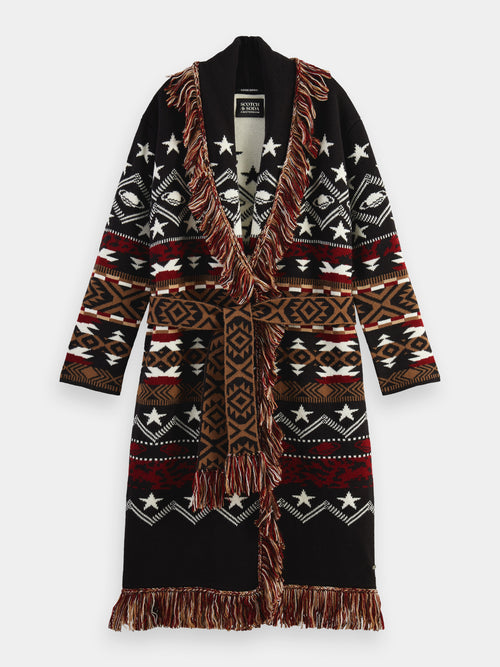 Jacquard woven fringed cardigan - Scotch & Soda AU