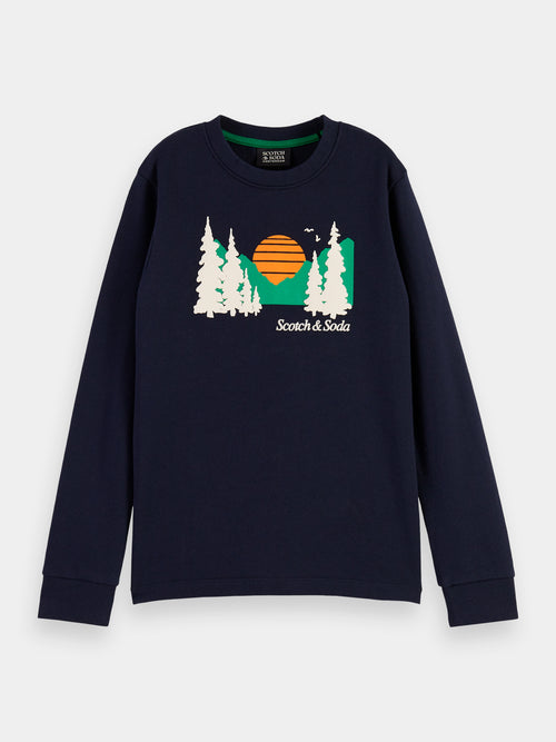 Long-sleeved organic cotton artwork T-shirt - Scotch & Soda AU