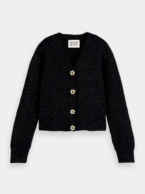 Puffed shoulder floral button cardigan - Scotch & Soda AU