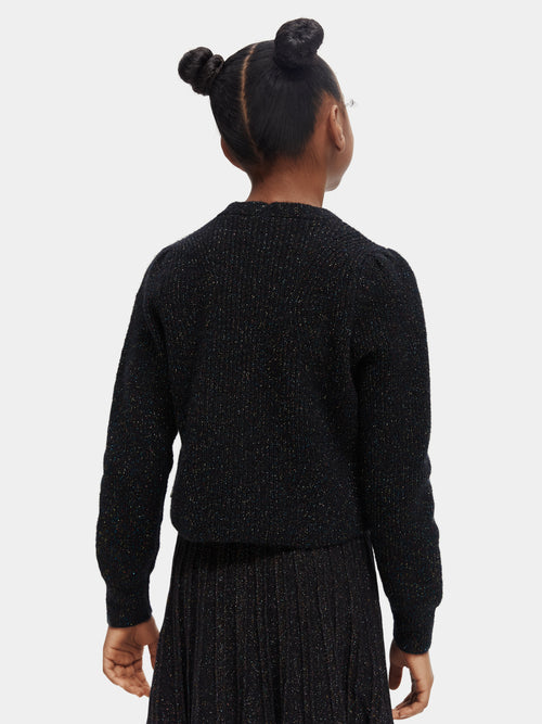 Puffed shoulder floral button cardigan - Scotch & Soda AU