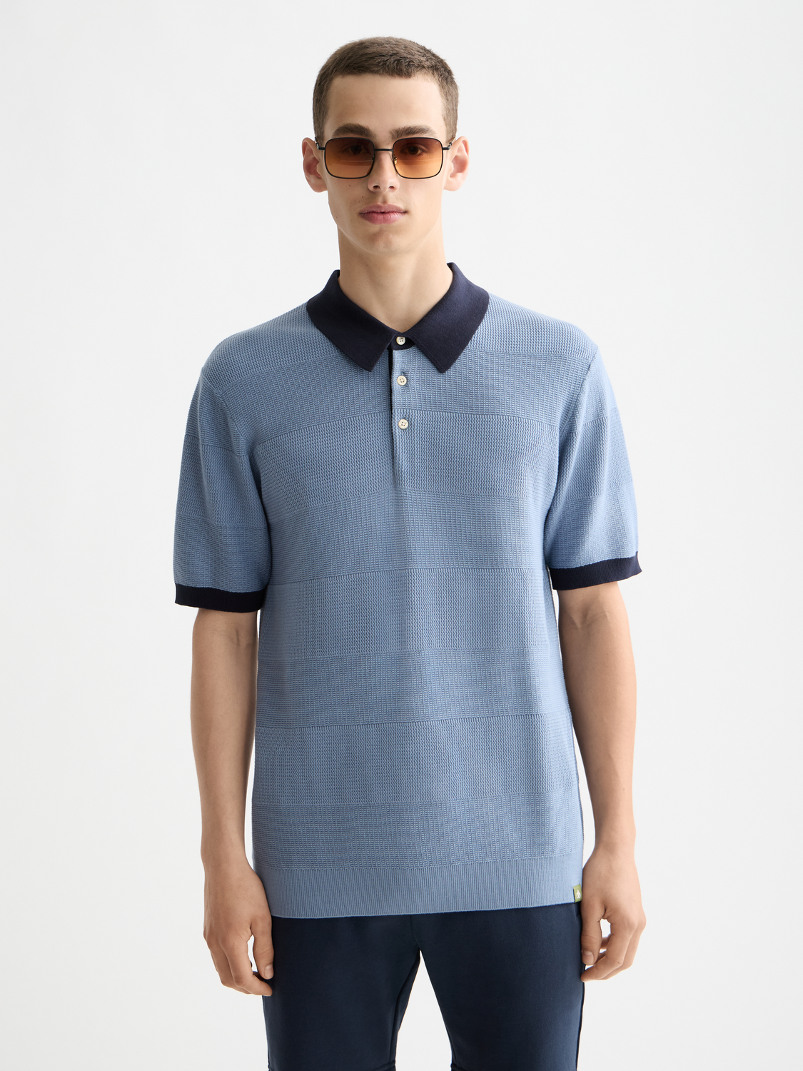 Knitted tonal striped polo - Scotch & Soda AU
