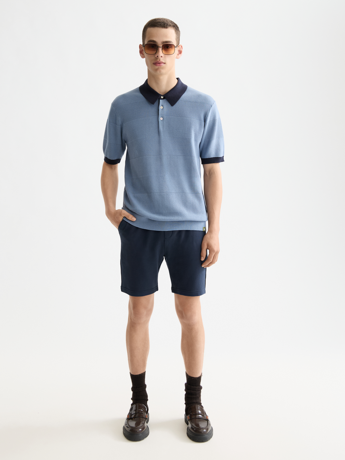 Knitted tonal striped polo - Scotch & Soda AU
