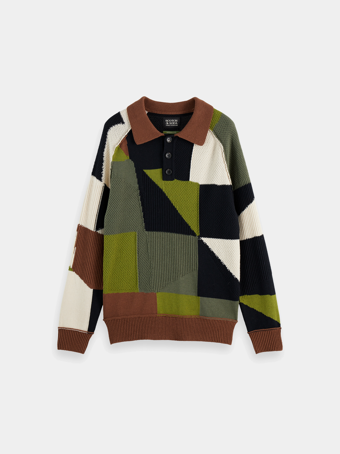 Patchwork long sleeved polo - Scotch & Soda AU