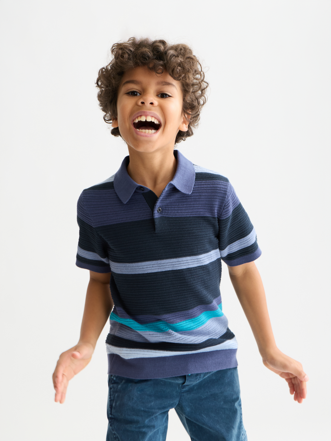 Kids - Striped knitted polo - Scotch & Soda AU