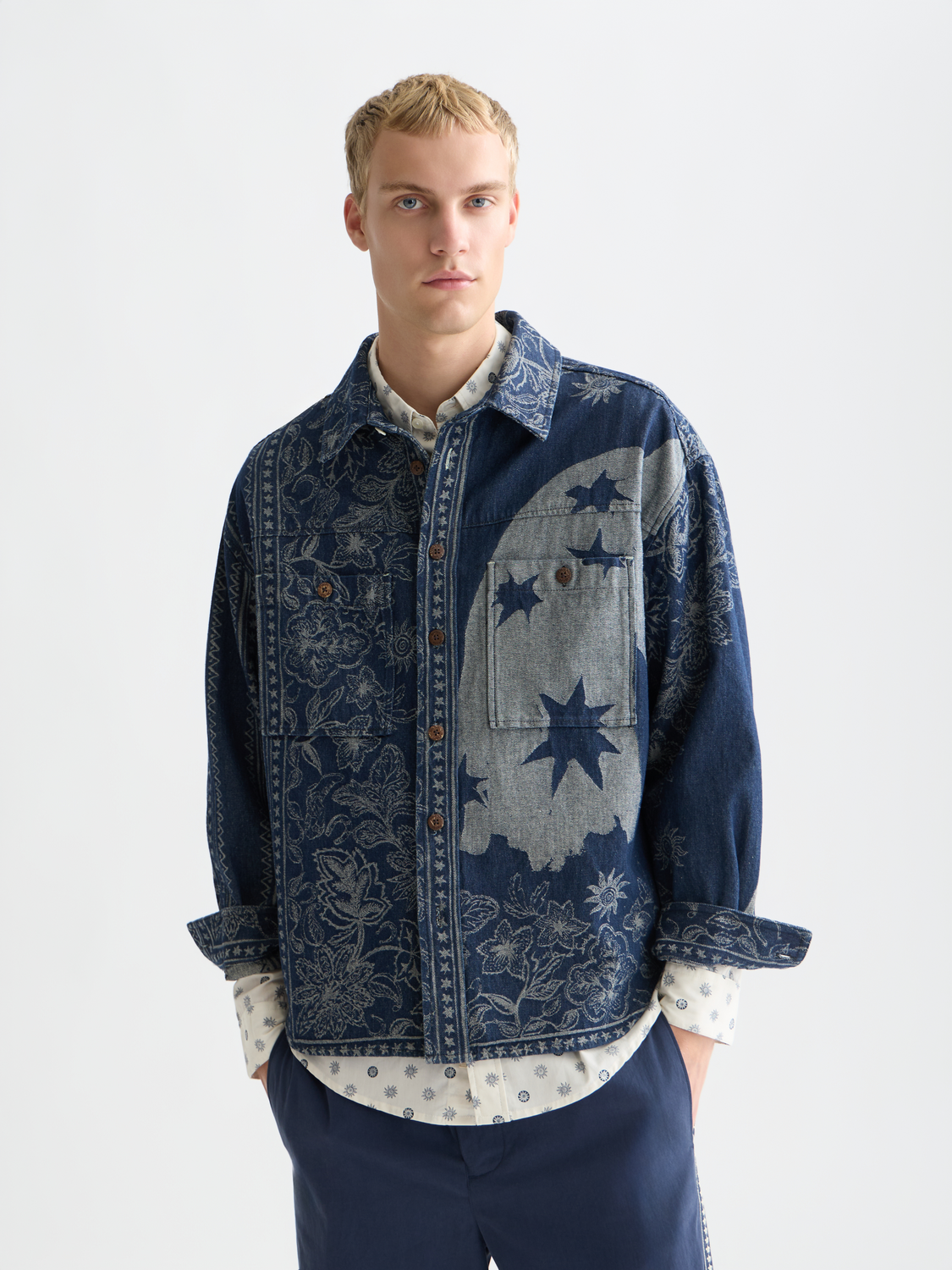 Denim jacquard overshirt - Scotch & Soda AU