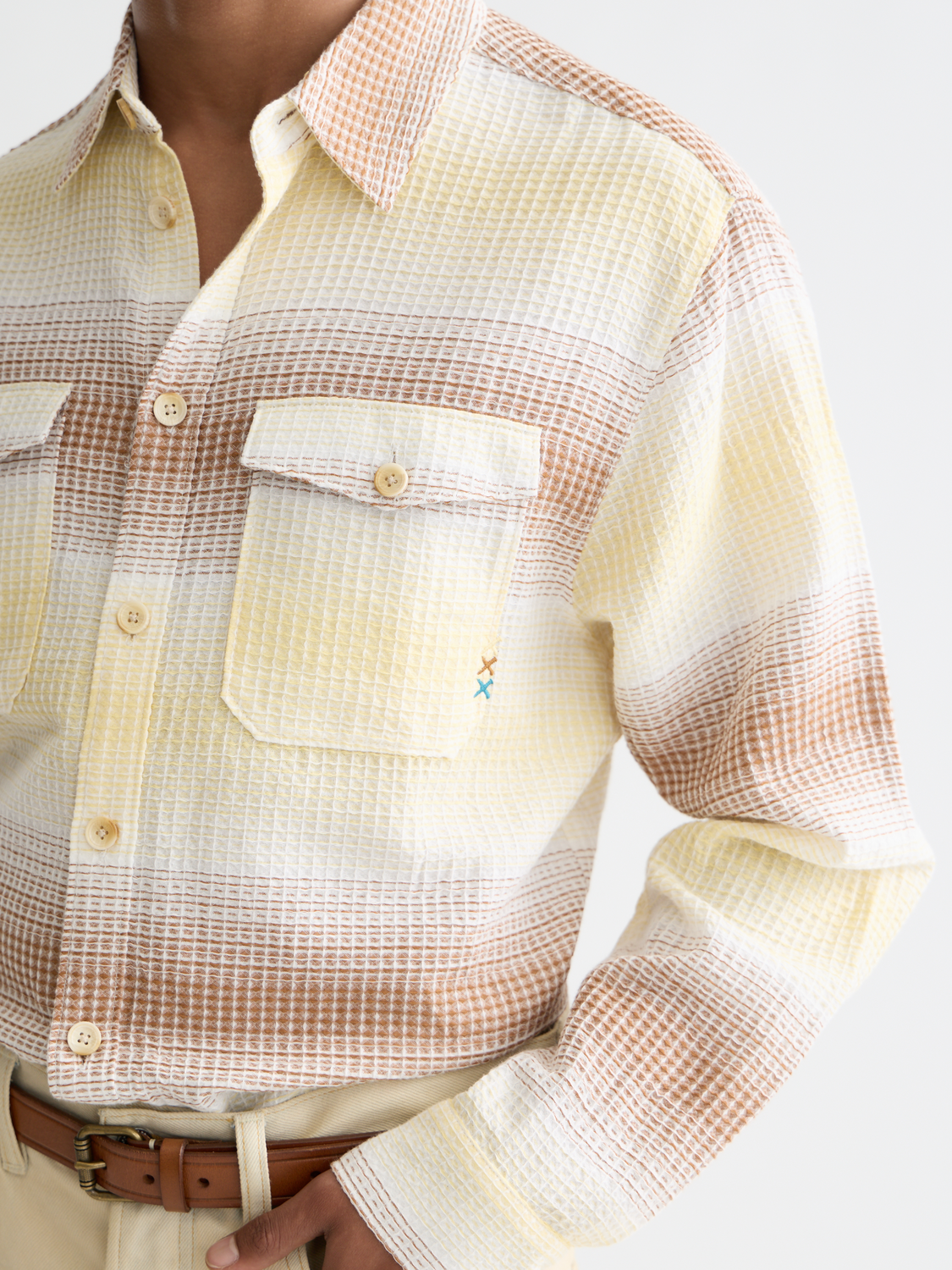Striped waffle shirt - Scotch & Soda AU