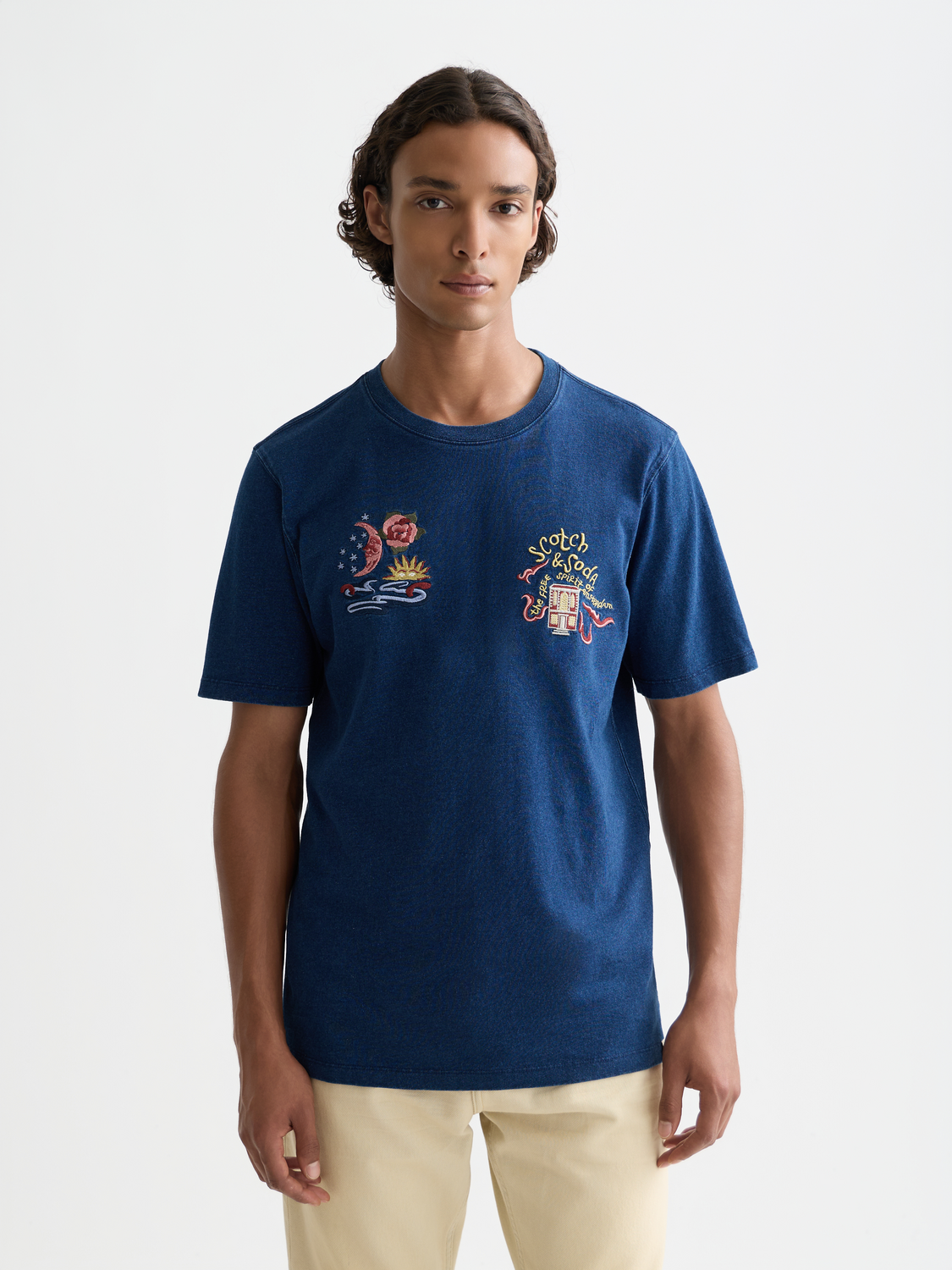 Embroidered indigo t-shirt - Scotch & Soda AU
