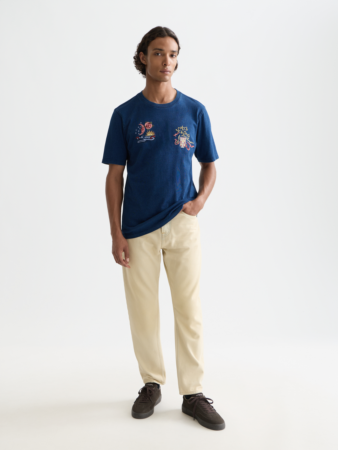 Embroidered indigo t-shirt - Scotch & Soda AU