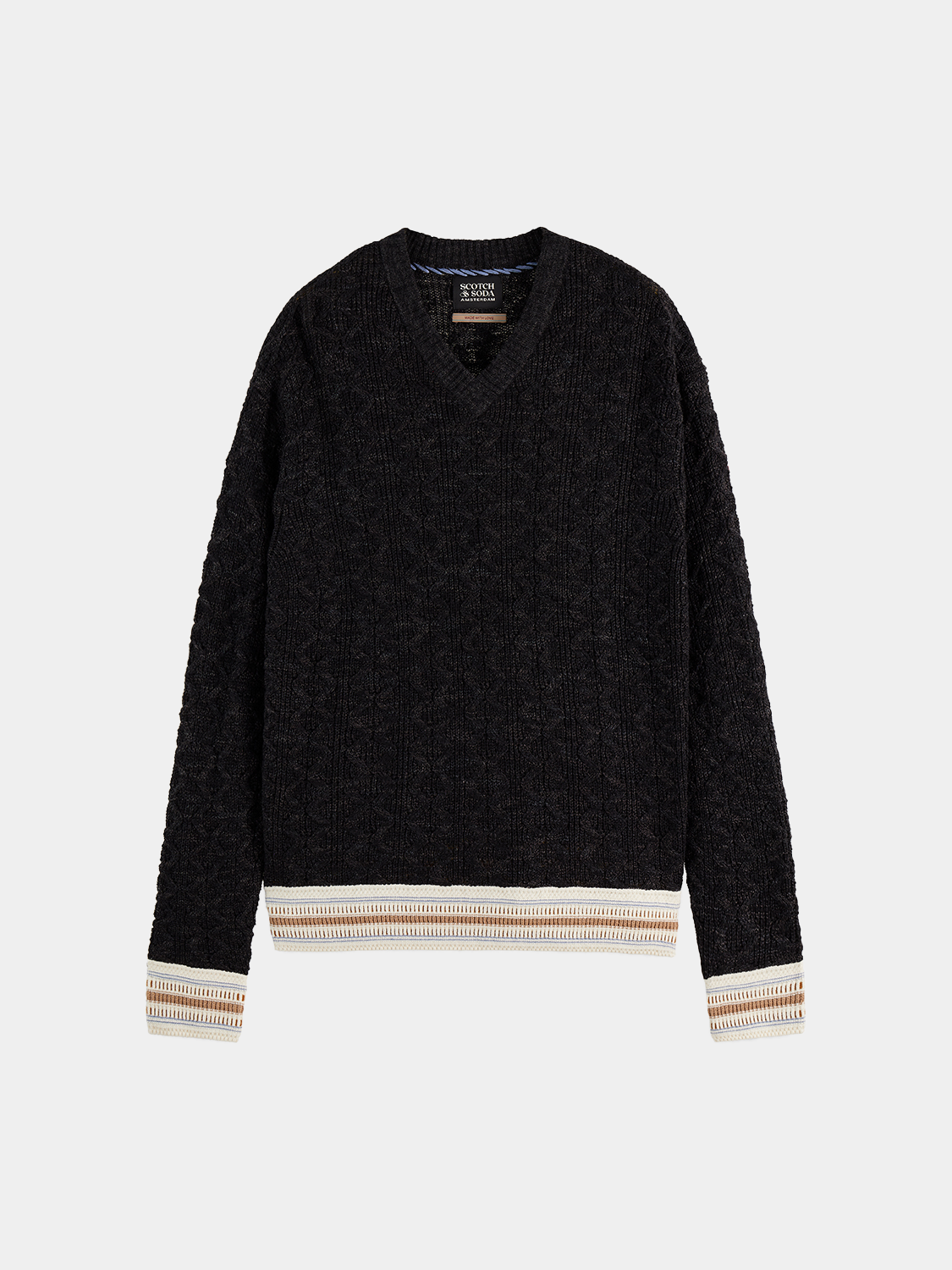 V-neck cable pullover - Scotch & Soda AU