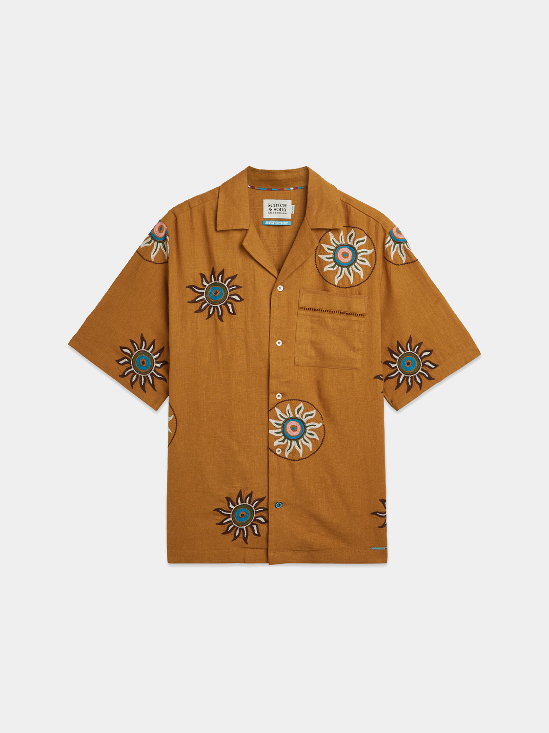 Embroidered linen short sleeved shirt - Scotch & Soda AU